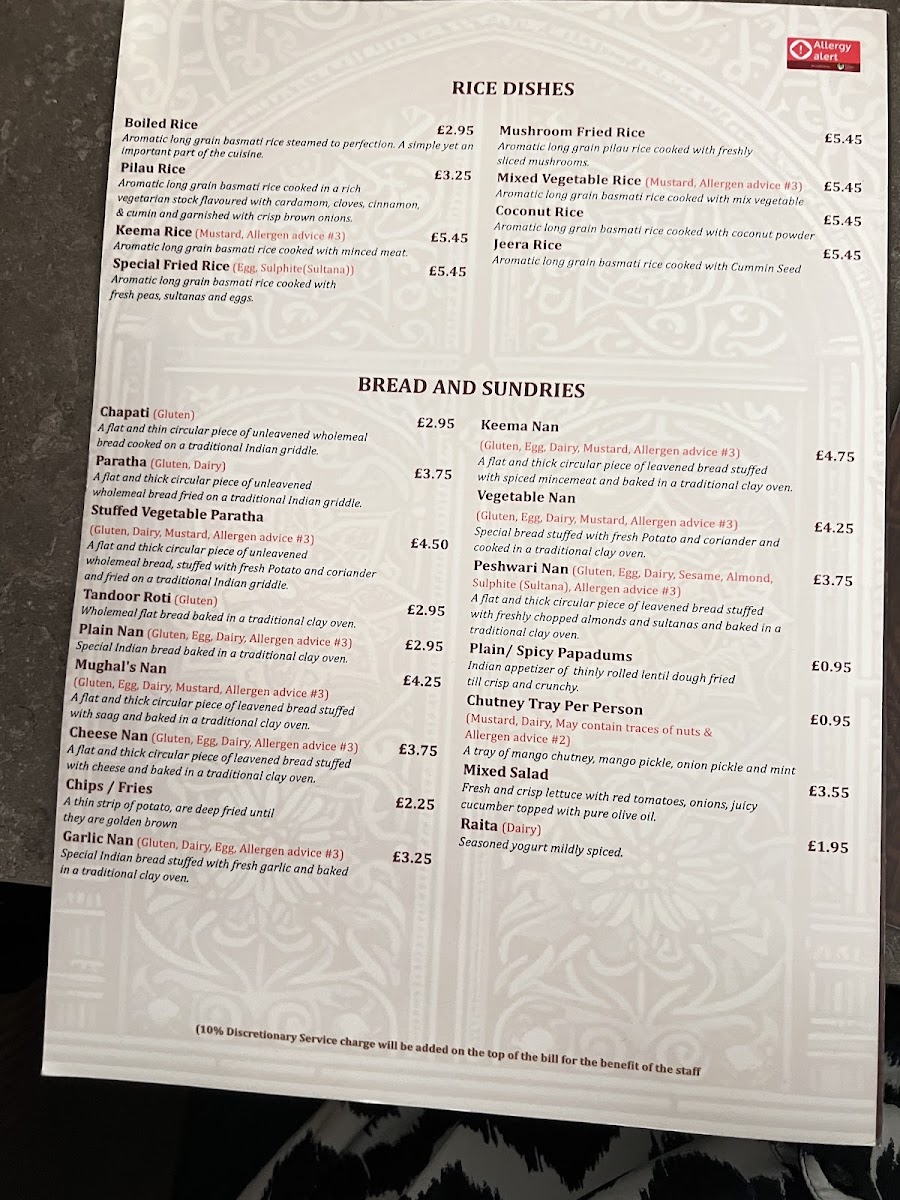 Menu The Mughal's Indian Restaurant (Paddington)-5
