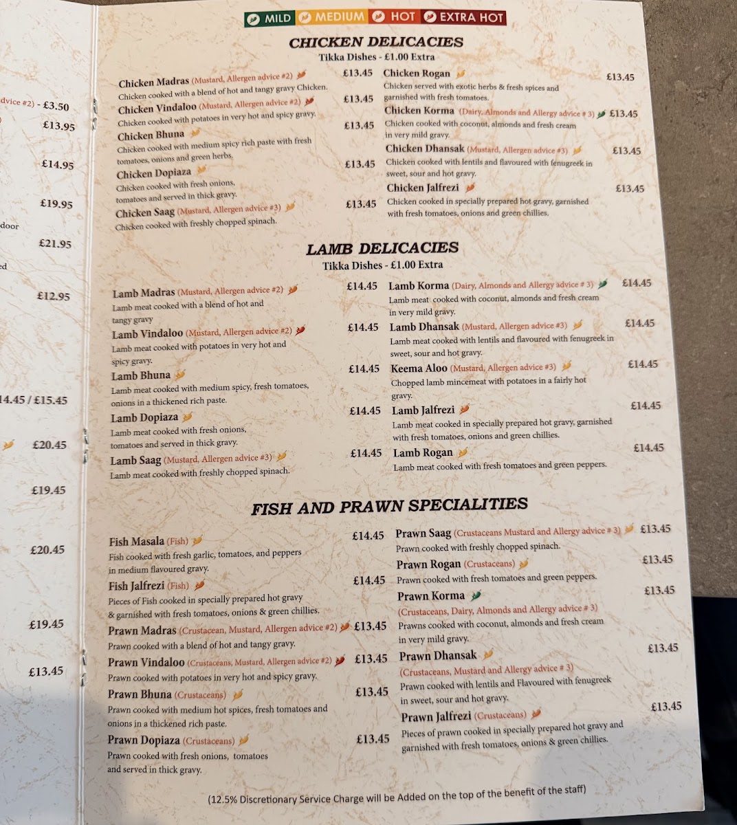 Menu The Mughal's Indian Restaurant (Paddington)-7