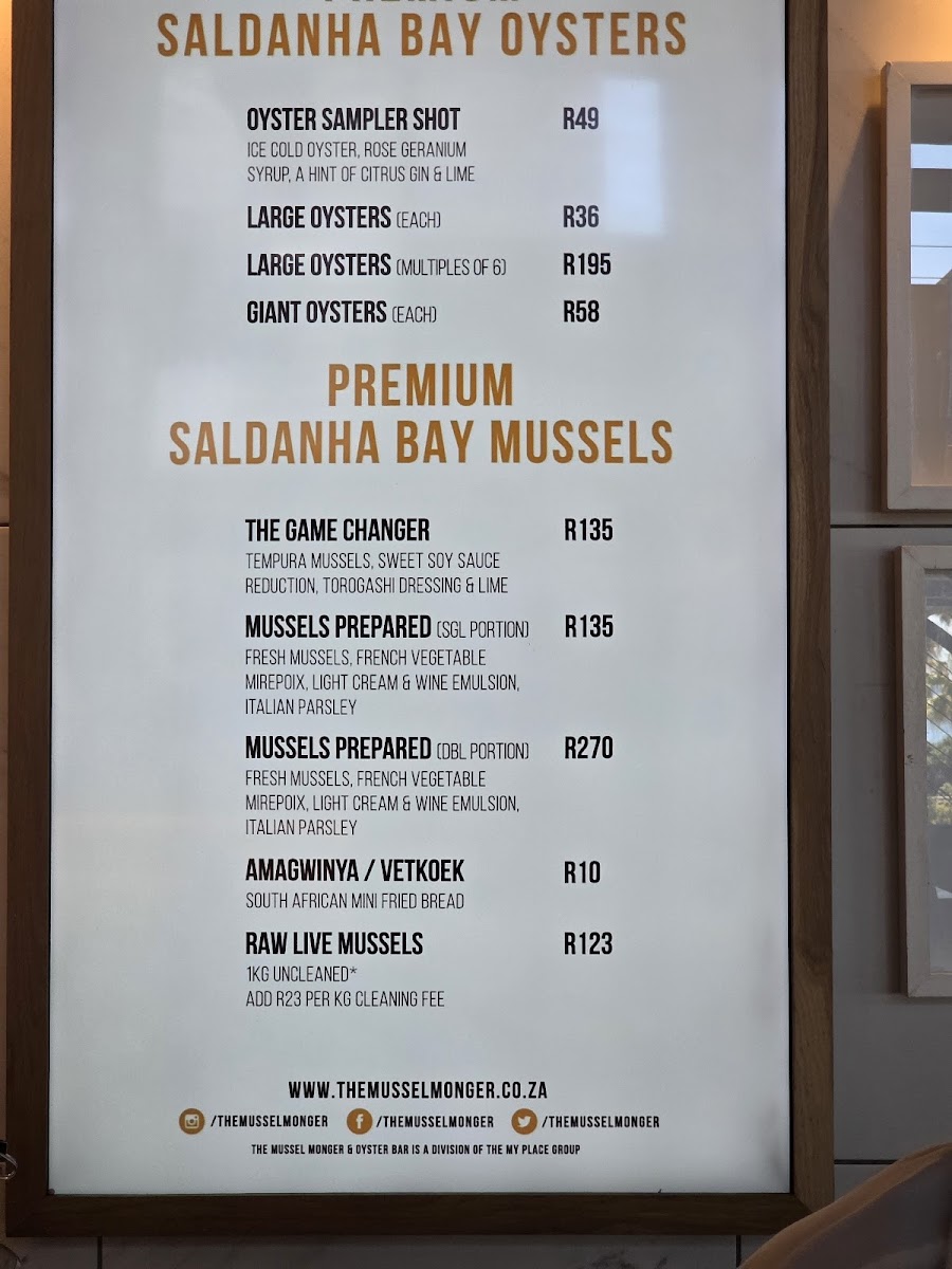 Menu The Mussel Monger & Oyster Bar (Mojo Market)-1