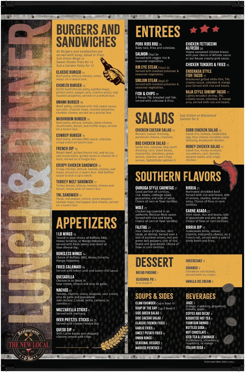 Menu The New Local Restaurante Y Bar-1