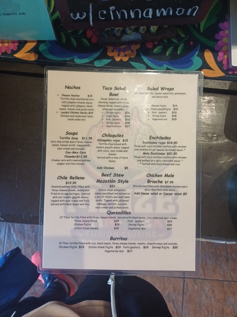 Menu The New Mexican Village Fusión Cuisine-2