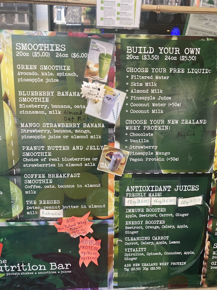 Menu The Nutrition Bar...protein Shakes, Smoothies, Juices-9