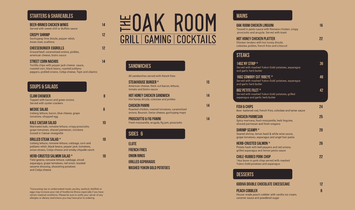 Menu The Oak Room-1