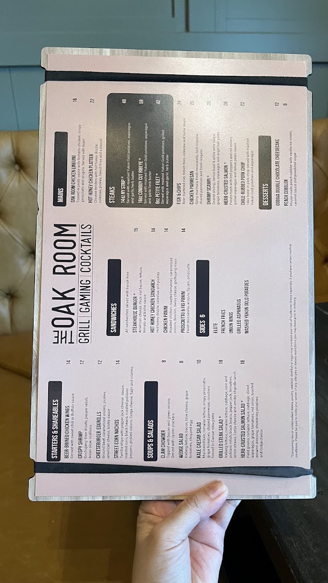 Menu The Oak Room-7