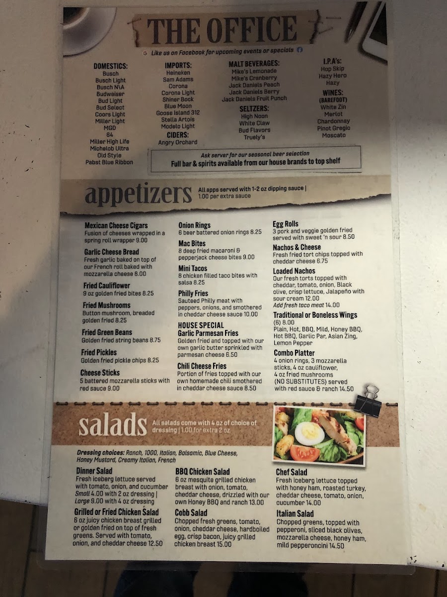 Menu The Office Bar, Grill & Pizza-2