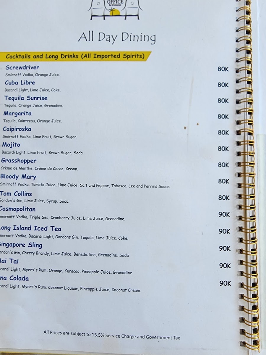 Menu The Office Bar & Restaurant-4