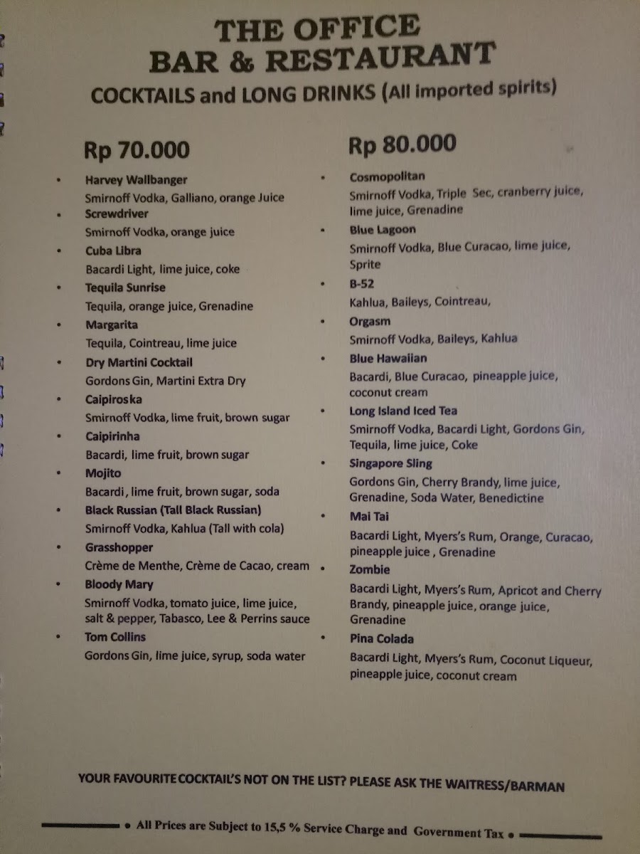 Menu The Office Bar & Restaurant-8