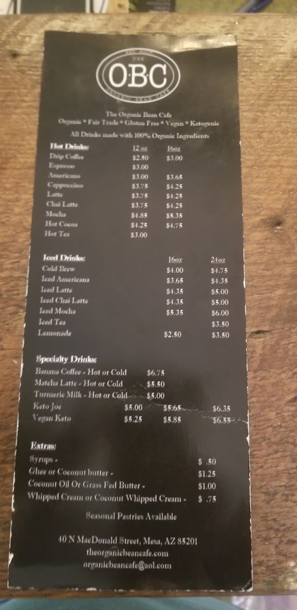 Menu The Organic Bean Café-1