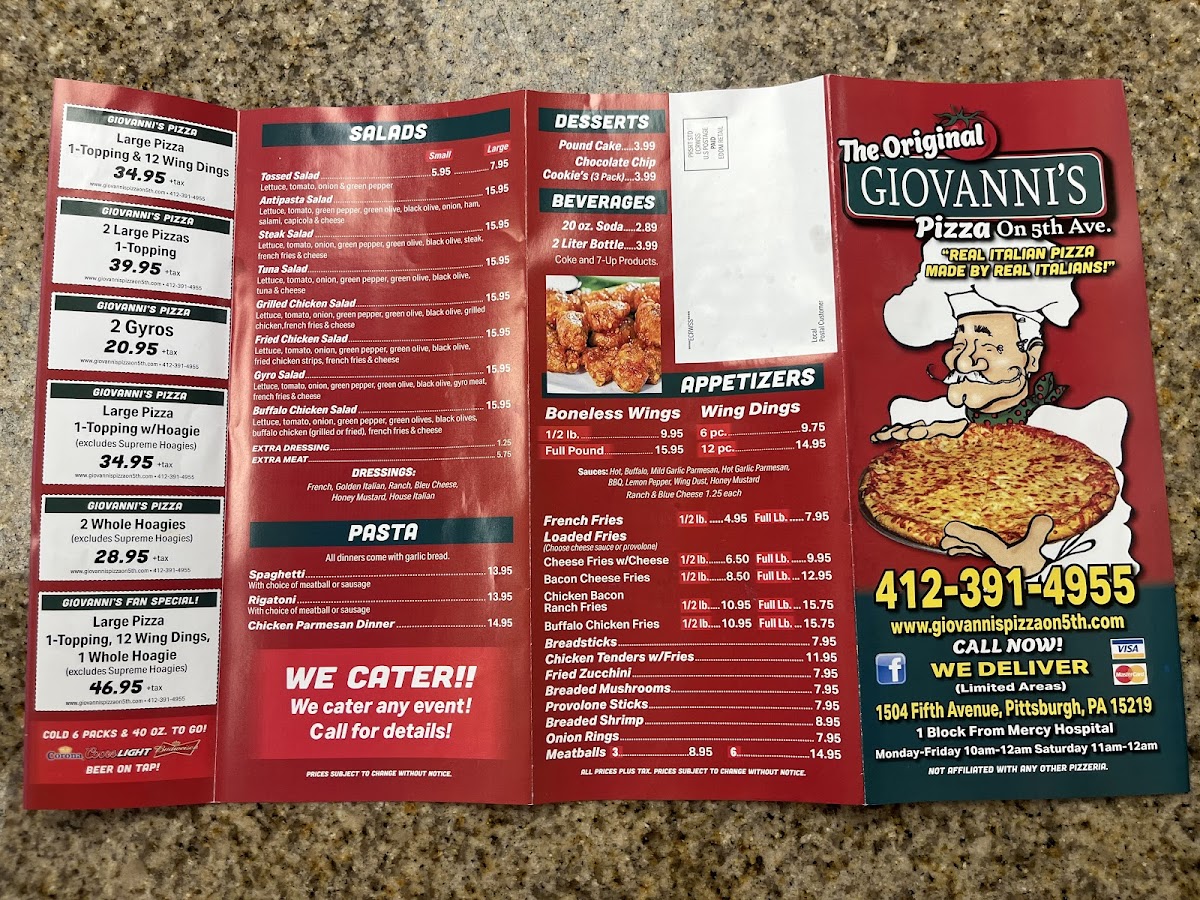 Menu The Original Giovanni's Pizza-2