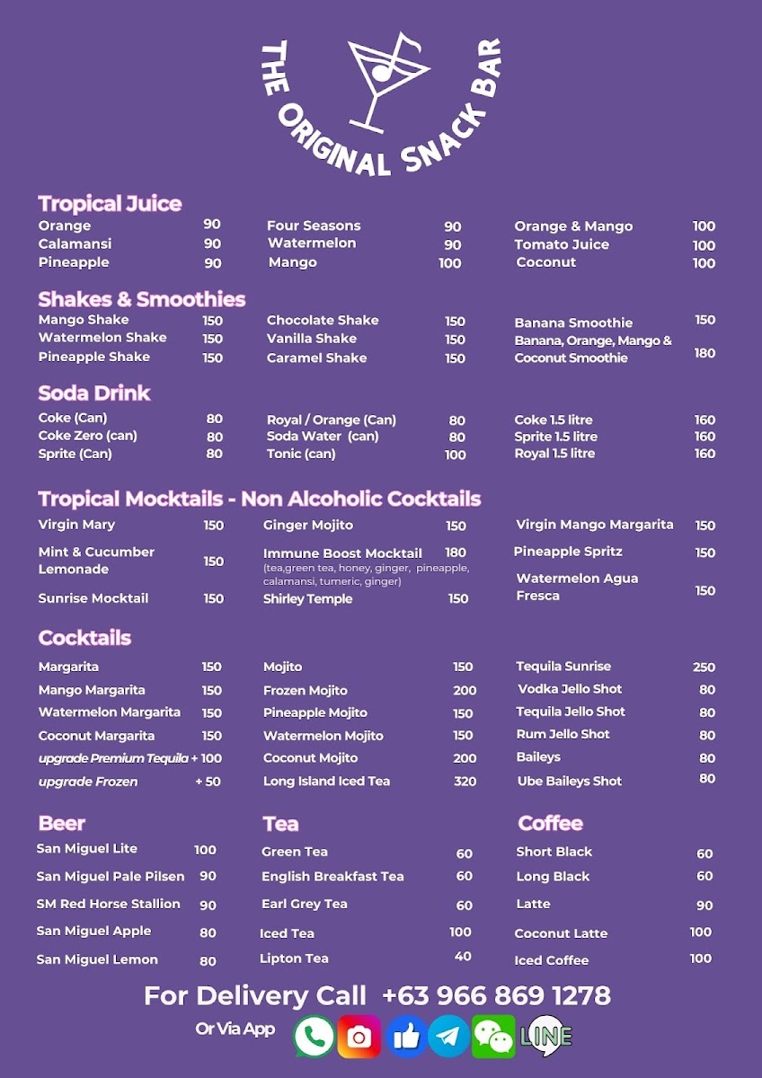 Menu The Original Snack Bar-10