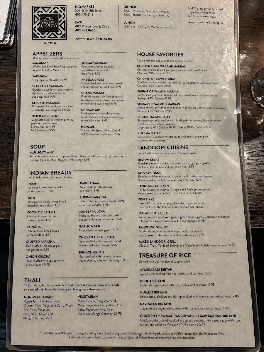 Menu The Oven Lincoln-3