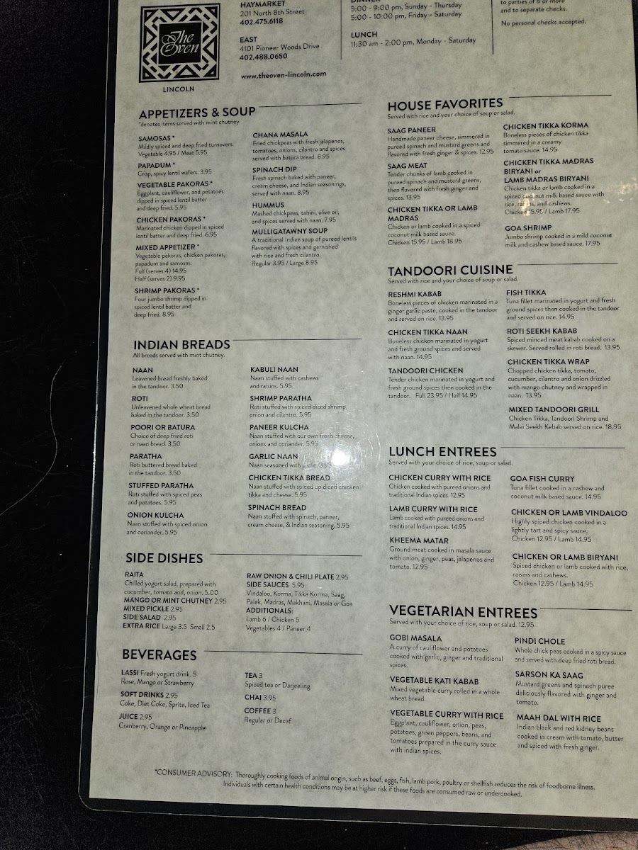 Menu The Oven Lincoln-5