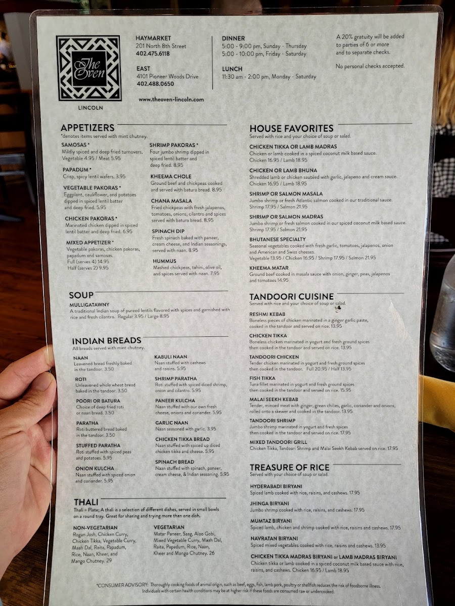Menu The Oven Lincoln-9