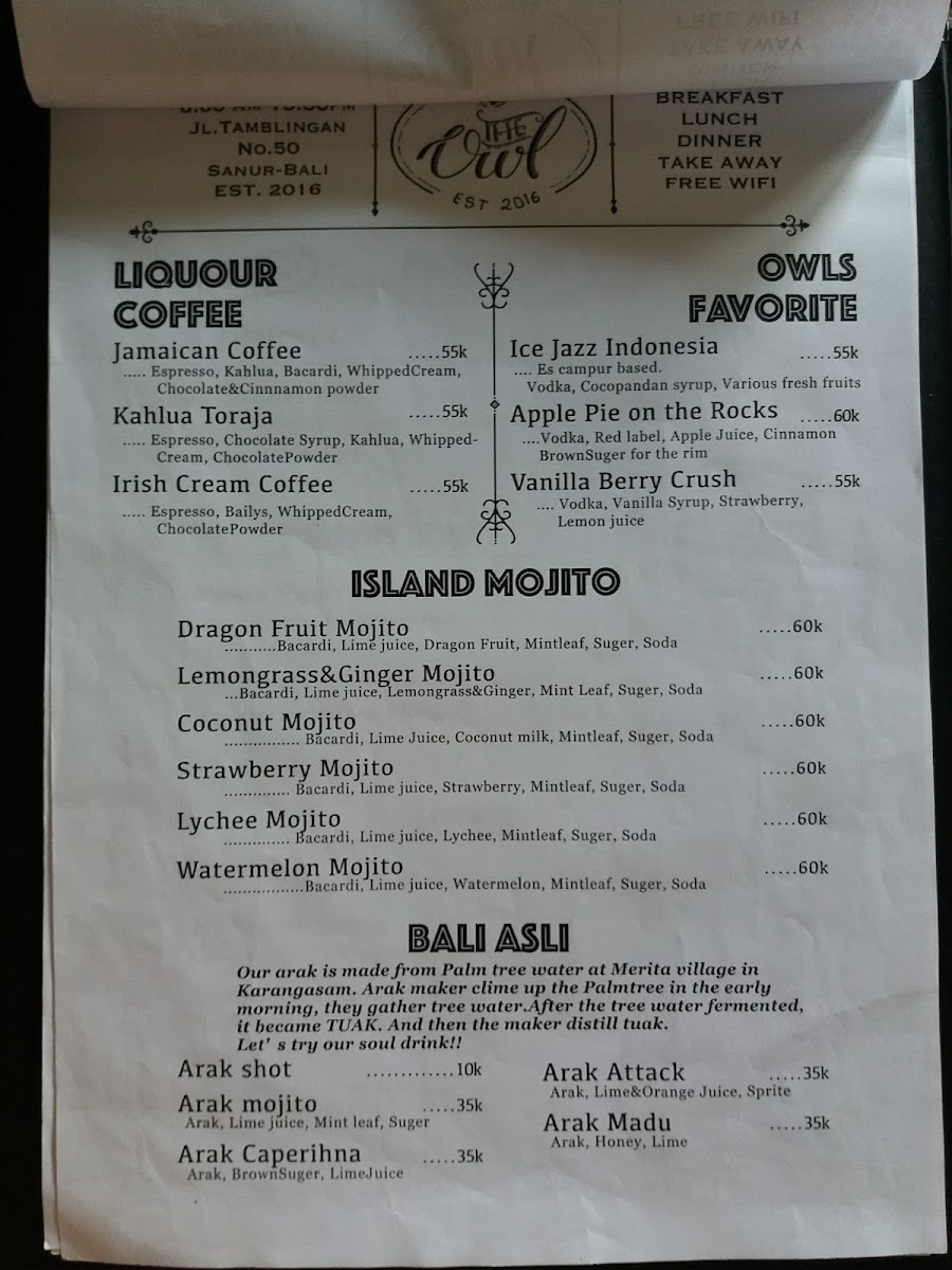 Menu The Owl-10