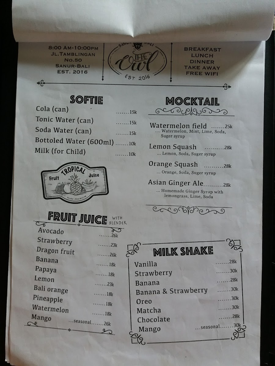 Menu The Owl-7