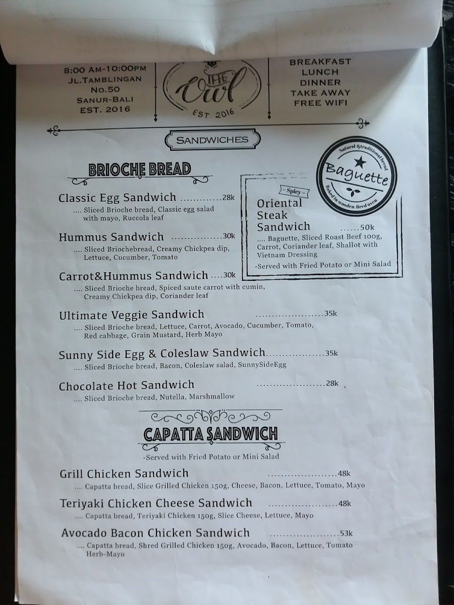 Menu The Owl-8
