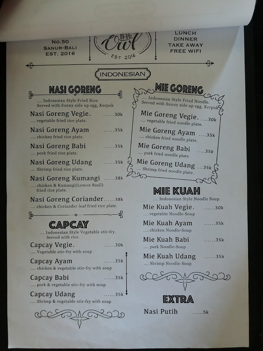 Menu The Owl-9