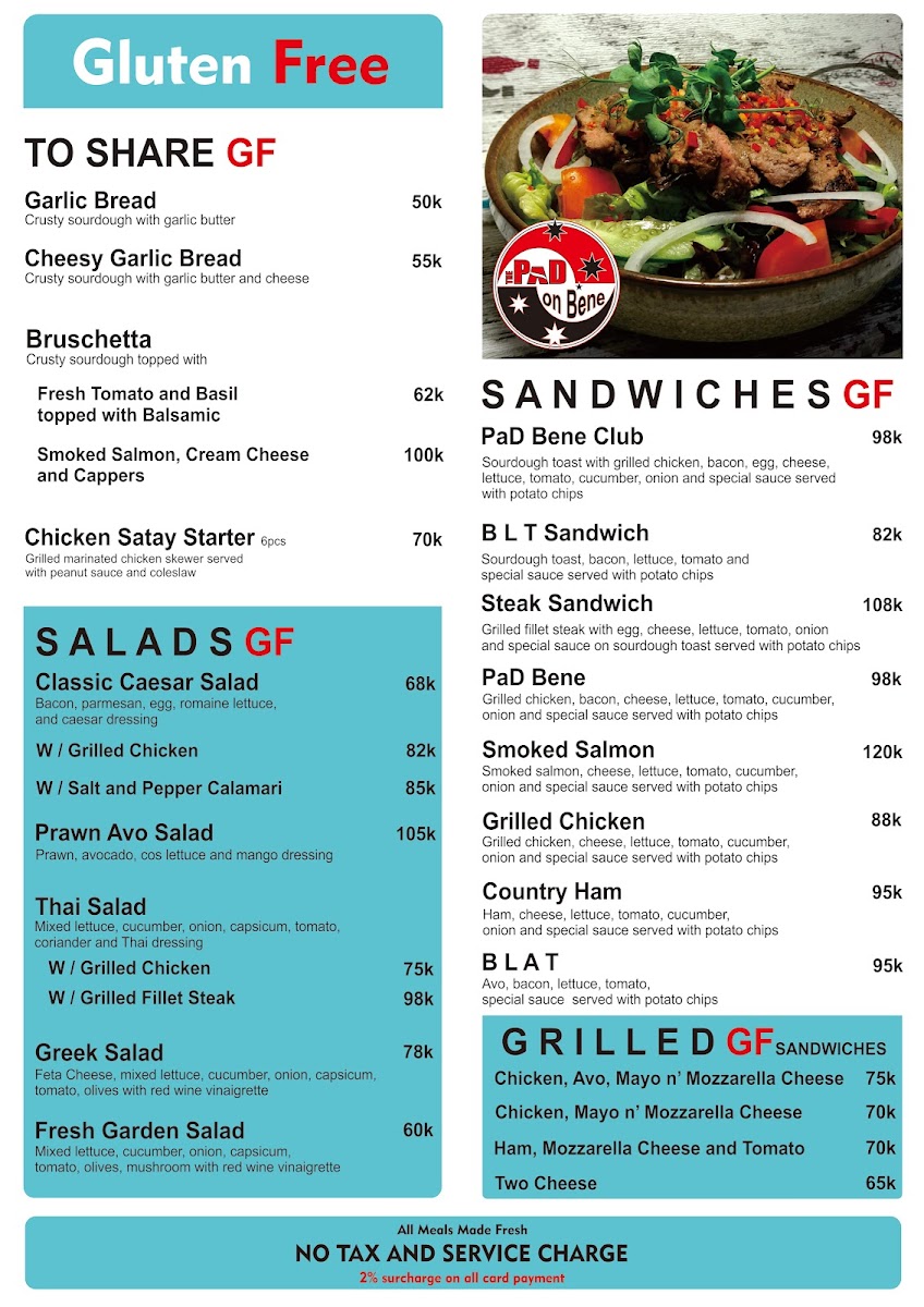 Menu The Pad On Bene-5
