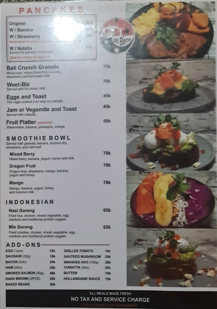 Menu The Pad On Bene-7
