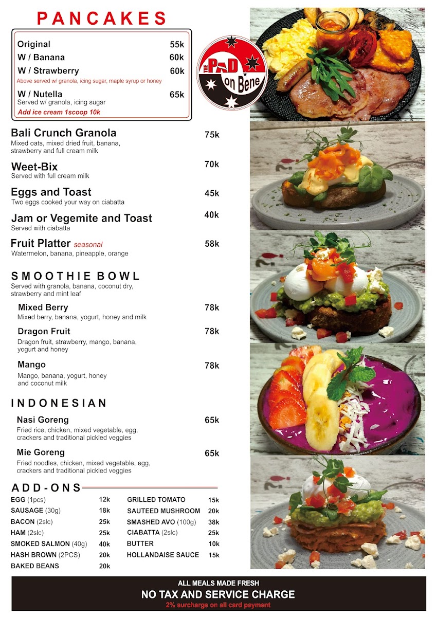 Menu The Pad On Bene-9