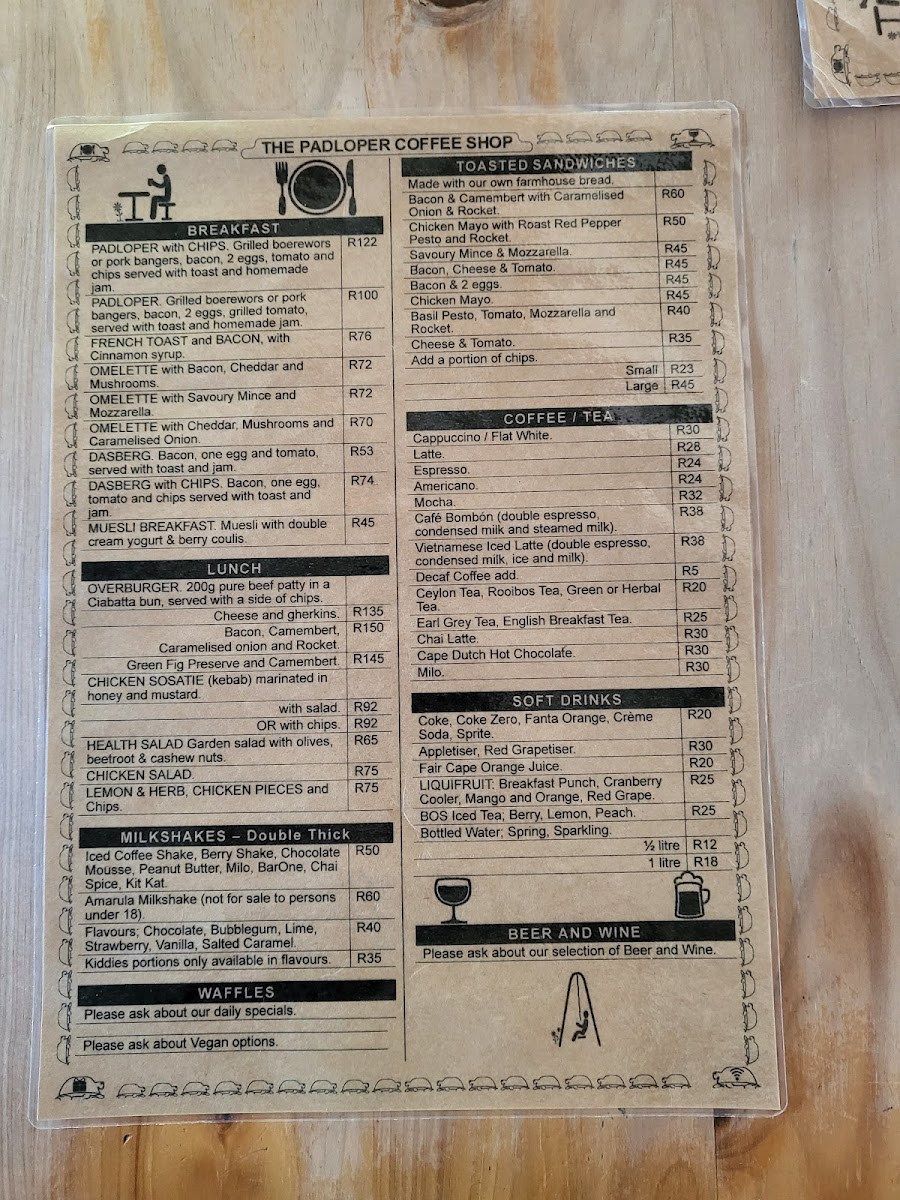 Menu The Padloper Coffee Shop-1