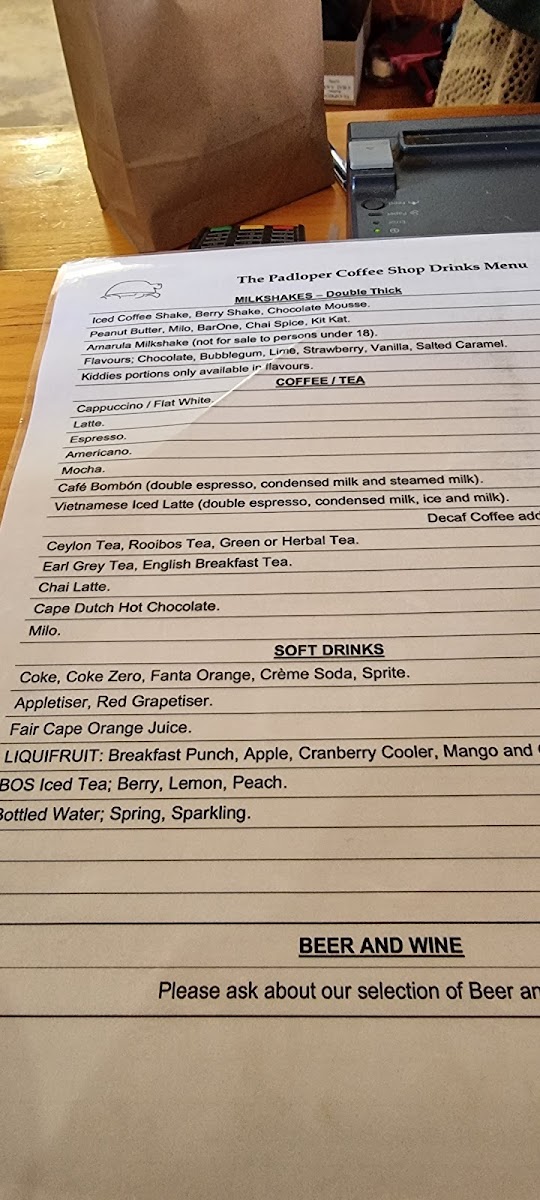 Menu The Padloper Coffee Shop-3