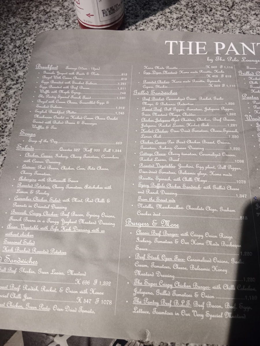 Menu The Pantry By Polo Lounge, Packages Mall-6