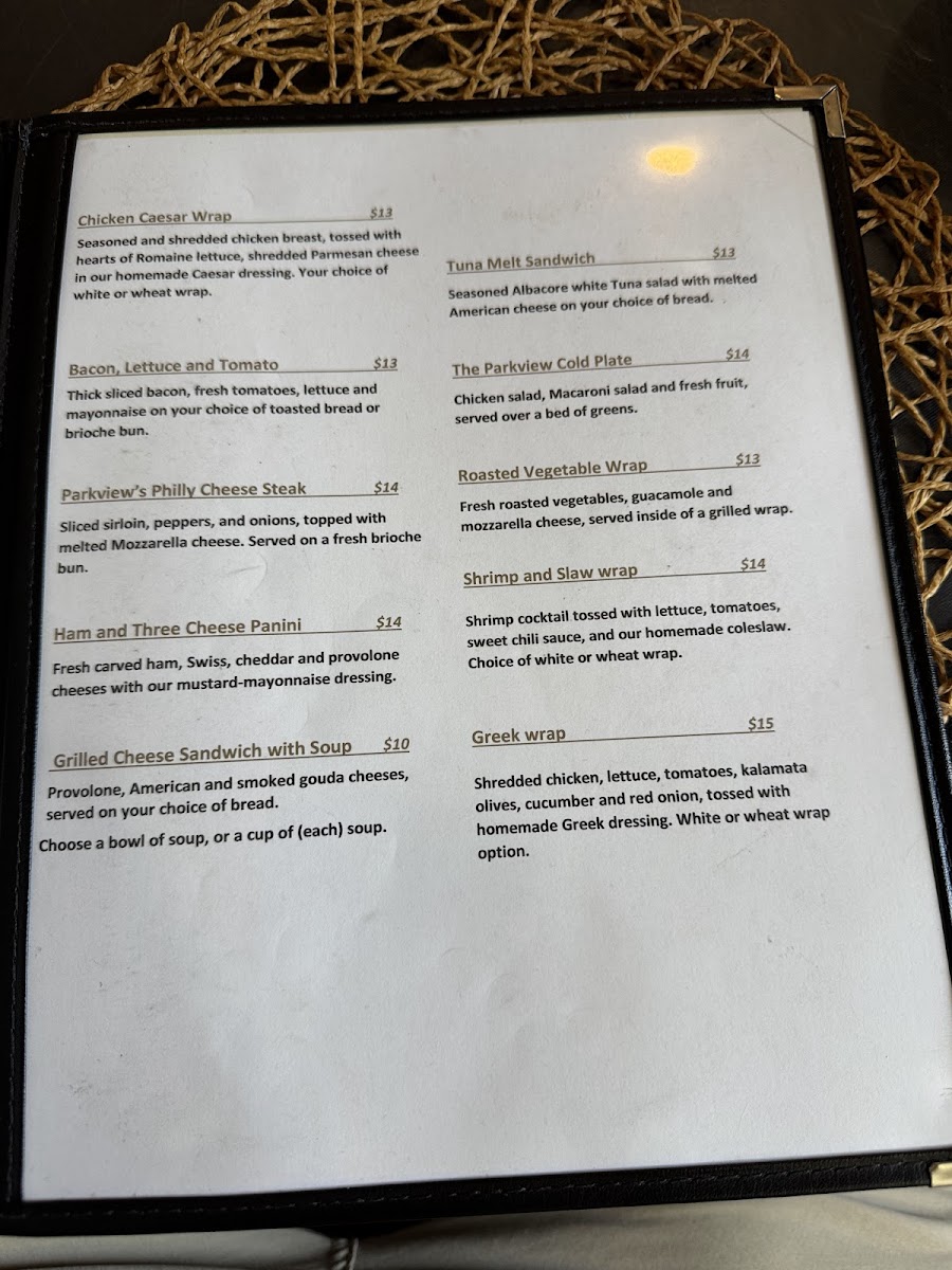 Menu The Parkview Restaurant-2