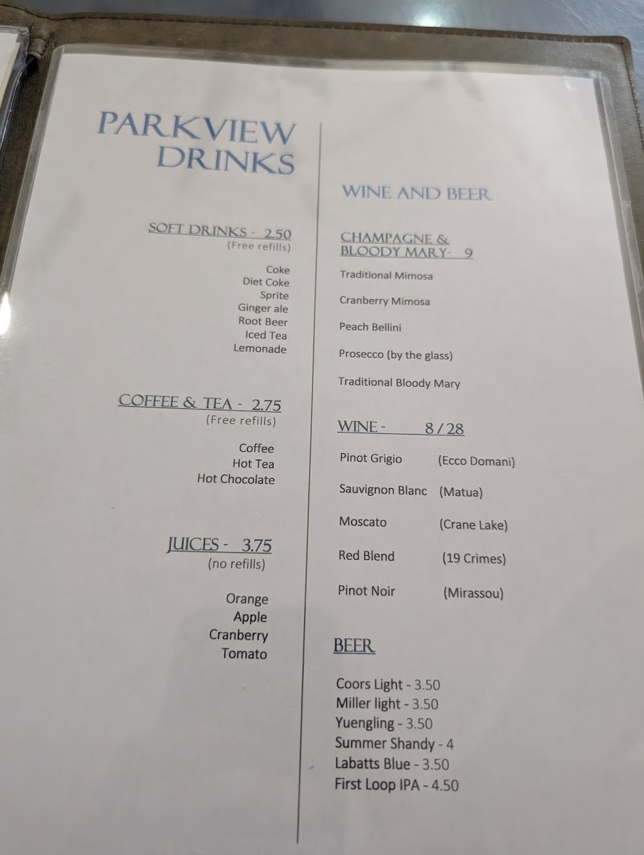 Menu The Parkview Restaurant-5