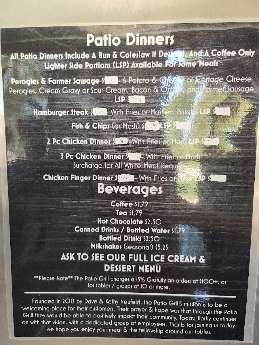 Menu The Patio Grill-1