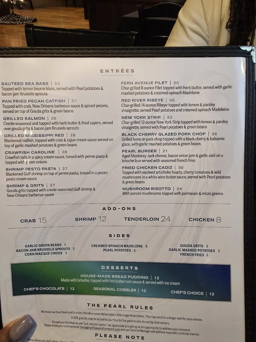 Menu The Pearl Shreveport-4