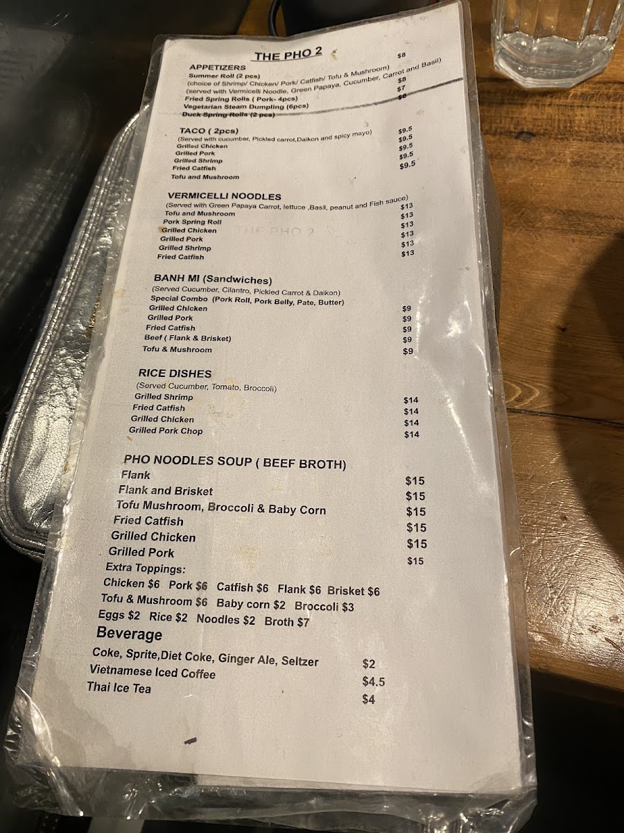 Menu The Pho 2-8