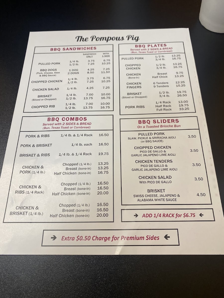 Menu The Pompous Pig-2