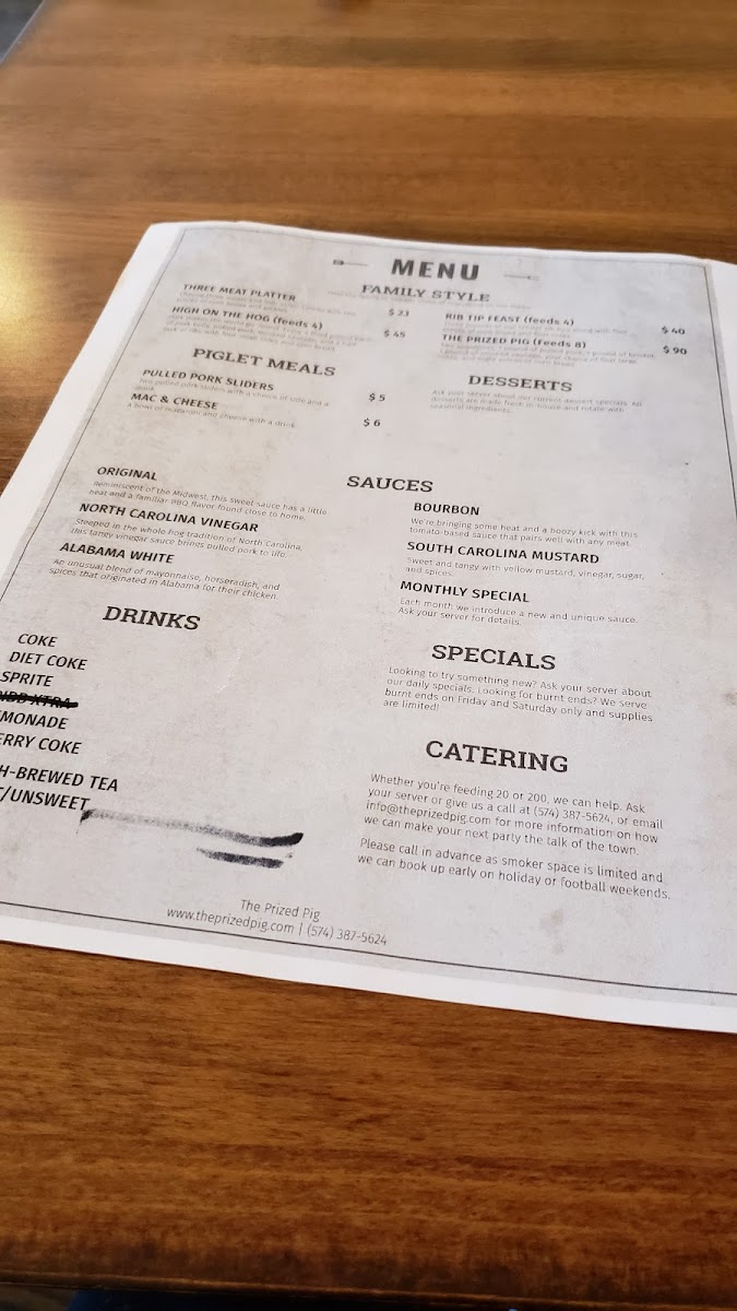 Menu The Prized Pig-10