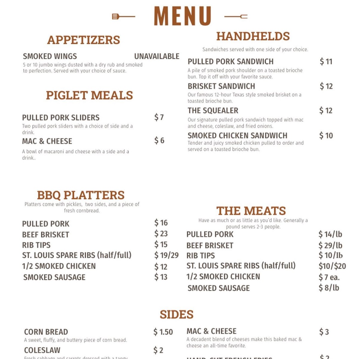 Menu The Prized Pig-2
