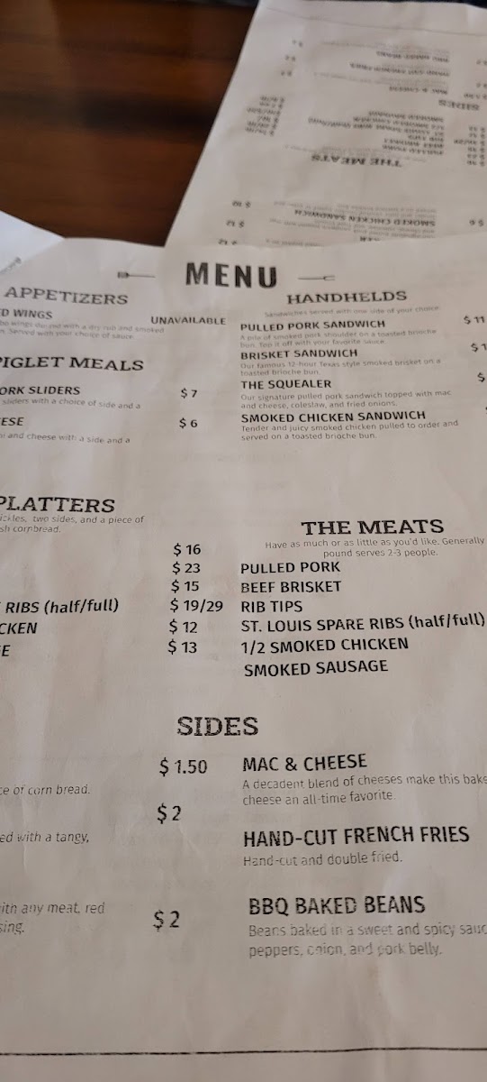 Menu The Prized Pig-4