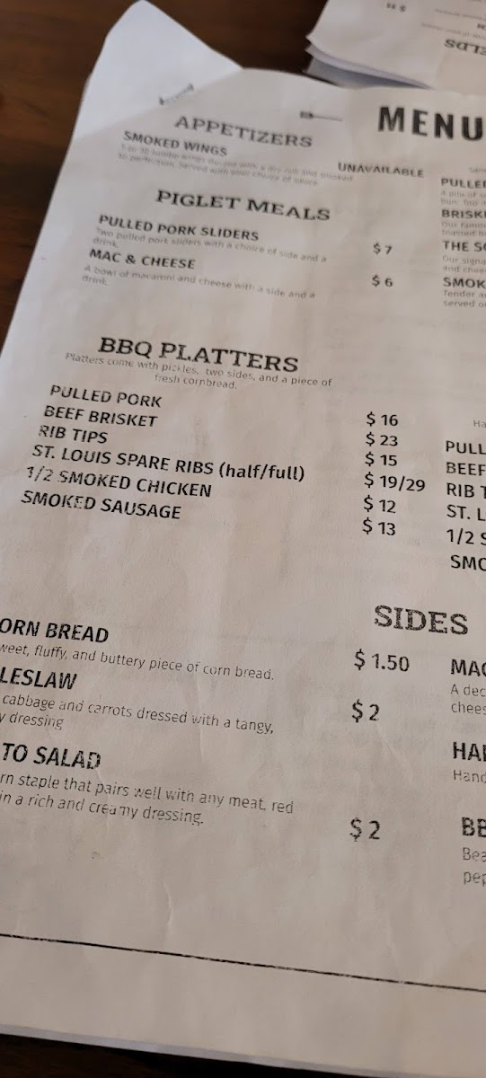 Menu The Prized Pig-5