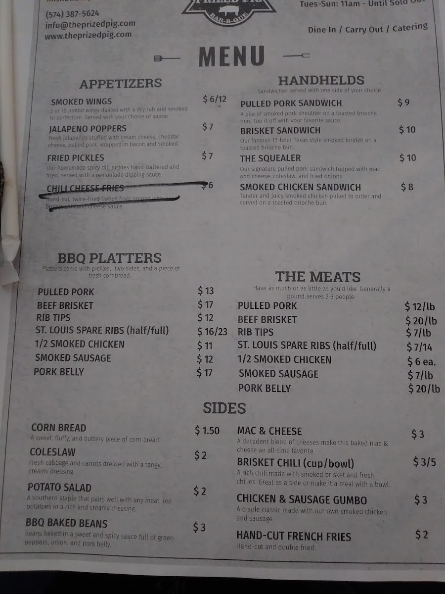 Menu The Prized Pig-9