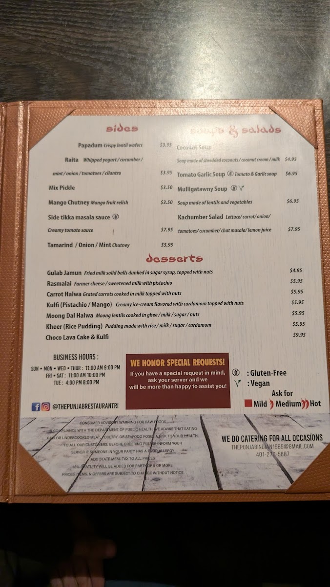 Menu The Punjab Indian & Himalayan Cuisine-10