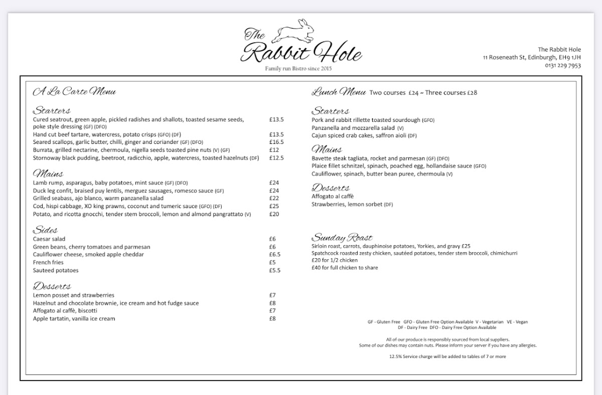 Menu The Rabbit Hole-1