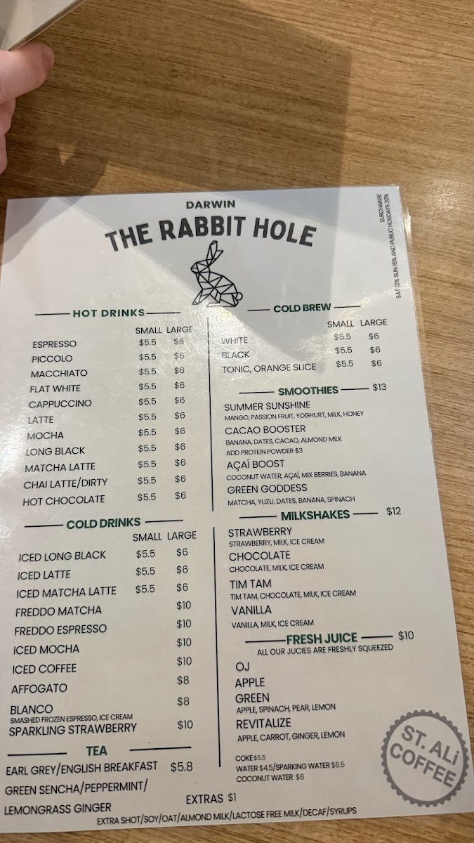 Menu The Rabbithole-1