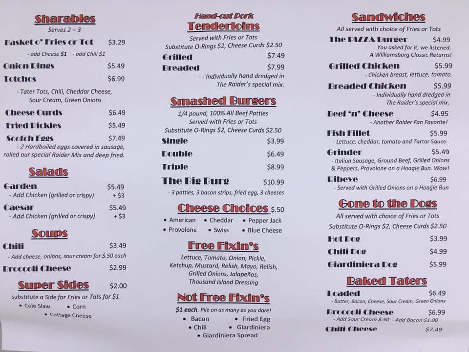 Menu The Raider-1