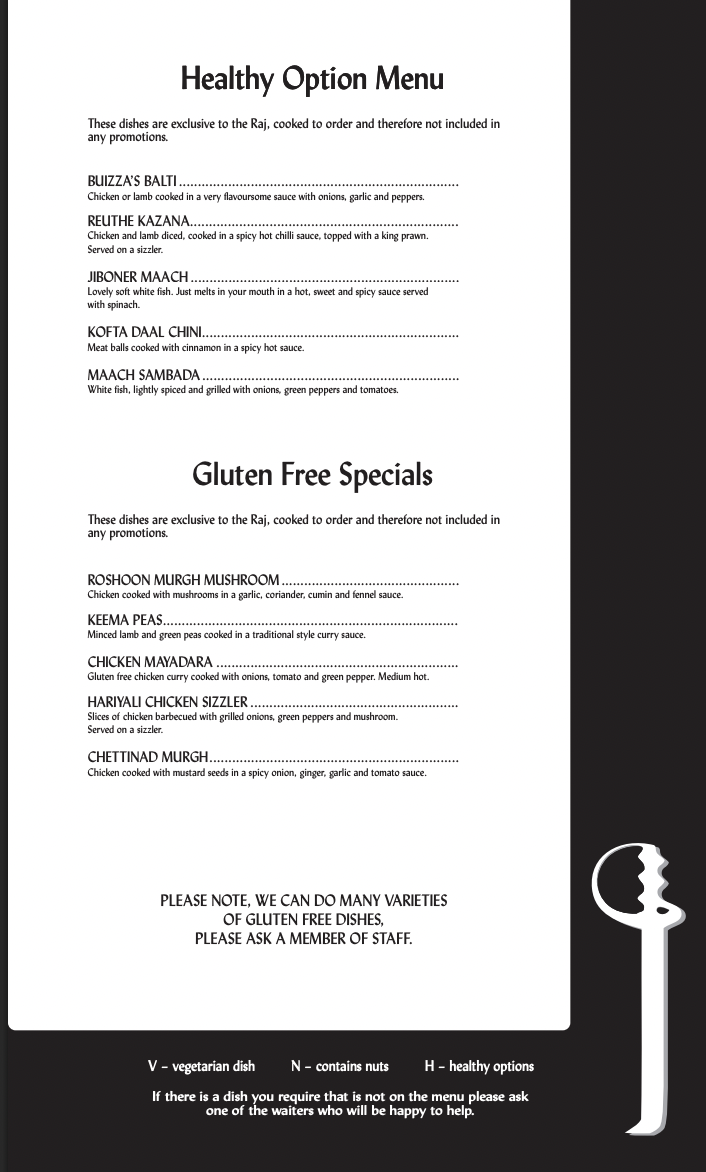 Menu The Raj Restaurant-1