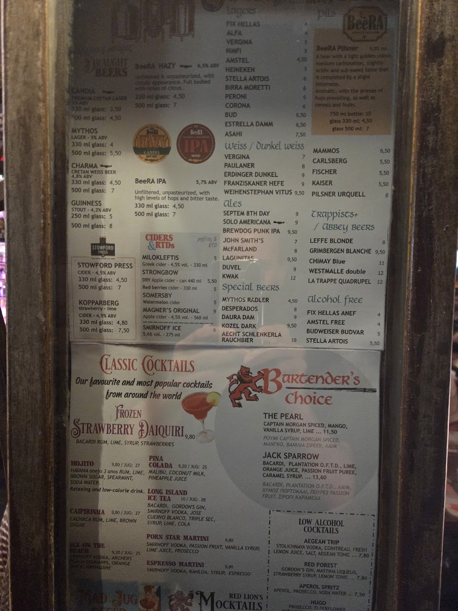 Menu The Red Lion Malia Bar And Restaurant-10