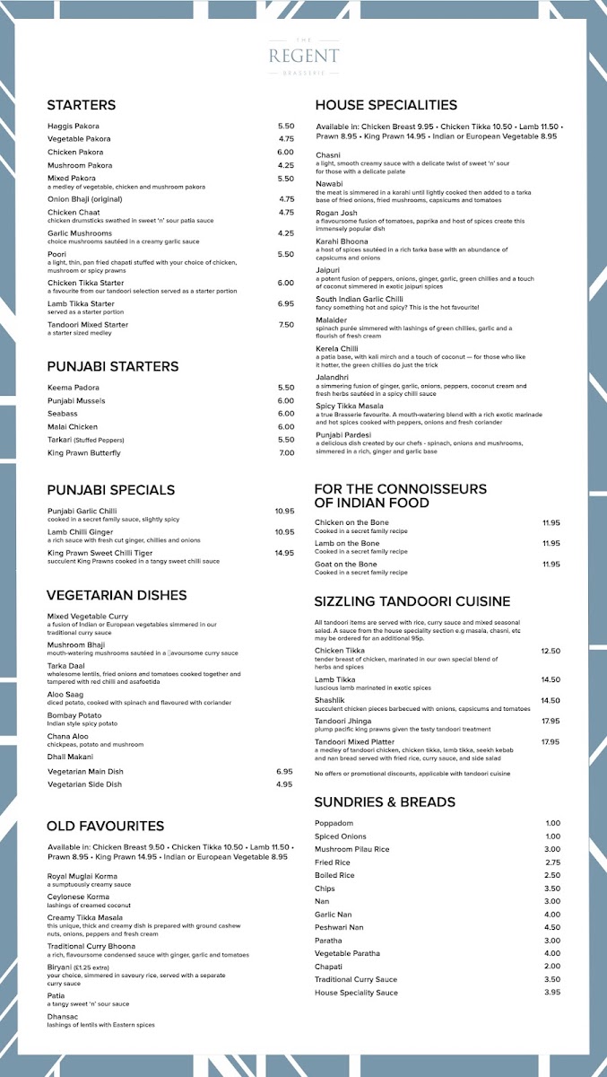 Menu The Regent Brasserie-1