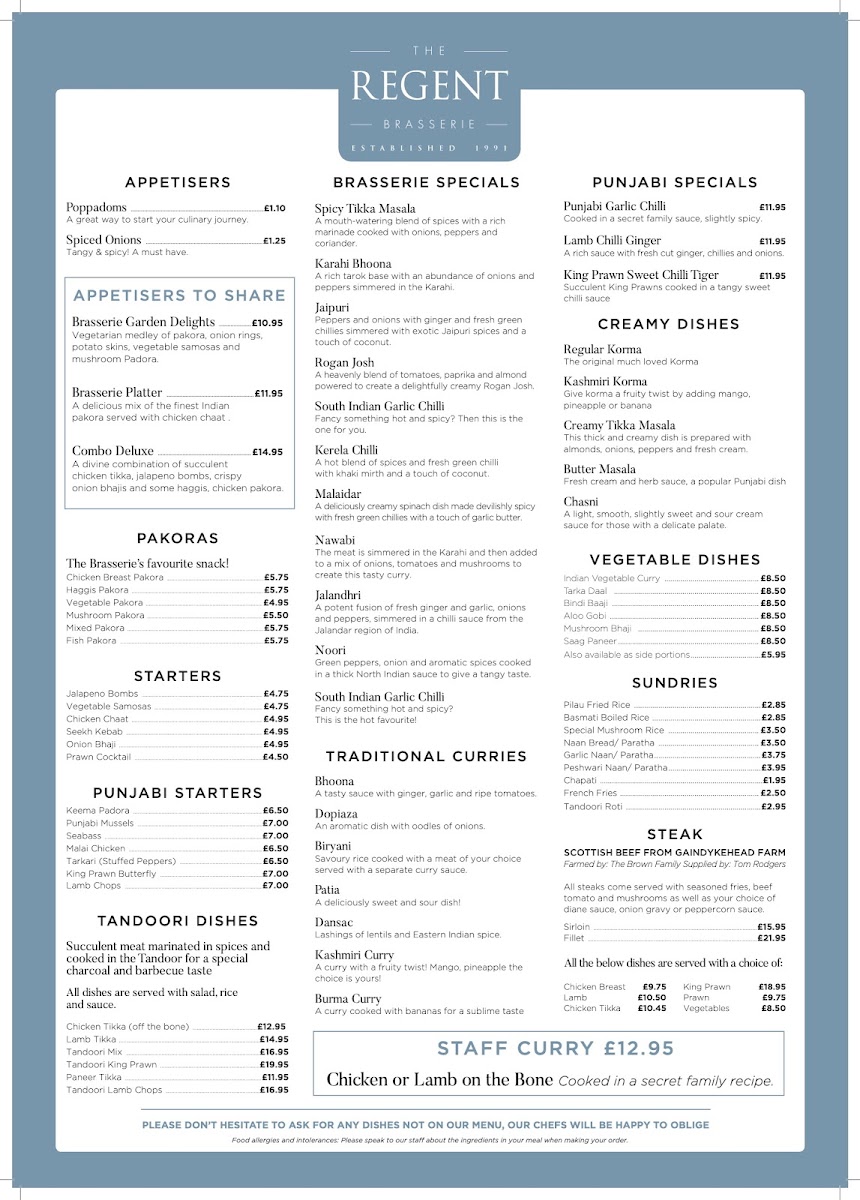 Menu The Regent Brasserie-2