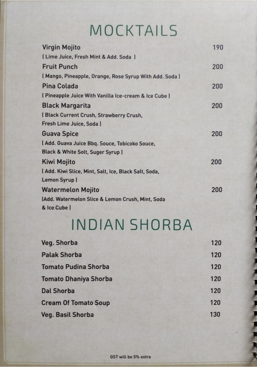 Menu The Regent-9