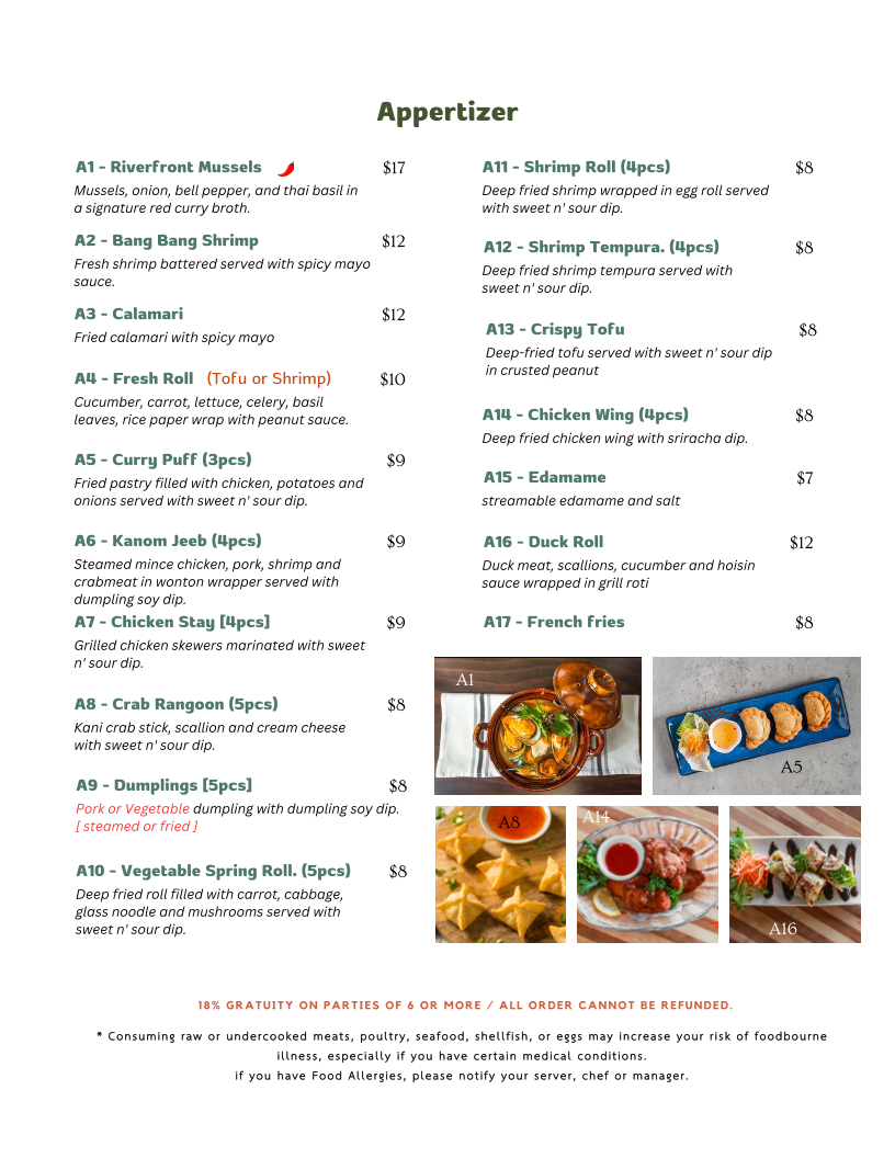 Menu The Riverfront Asian Cuisine & Bar-1
