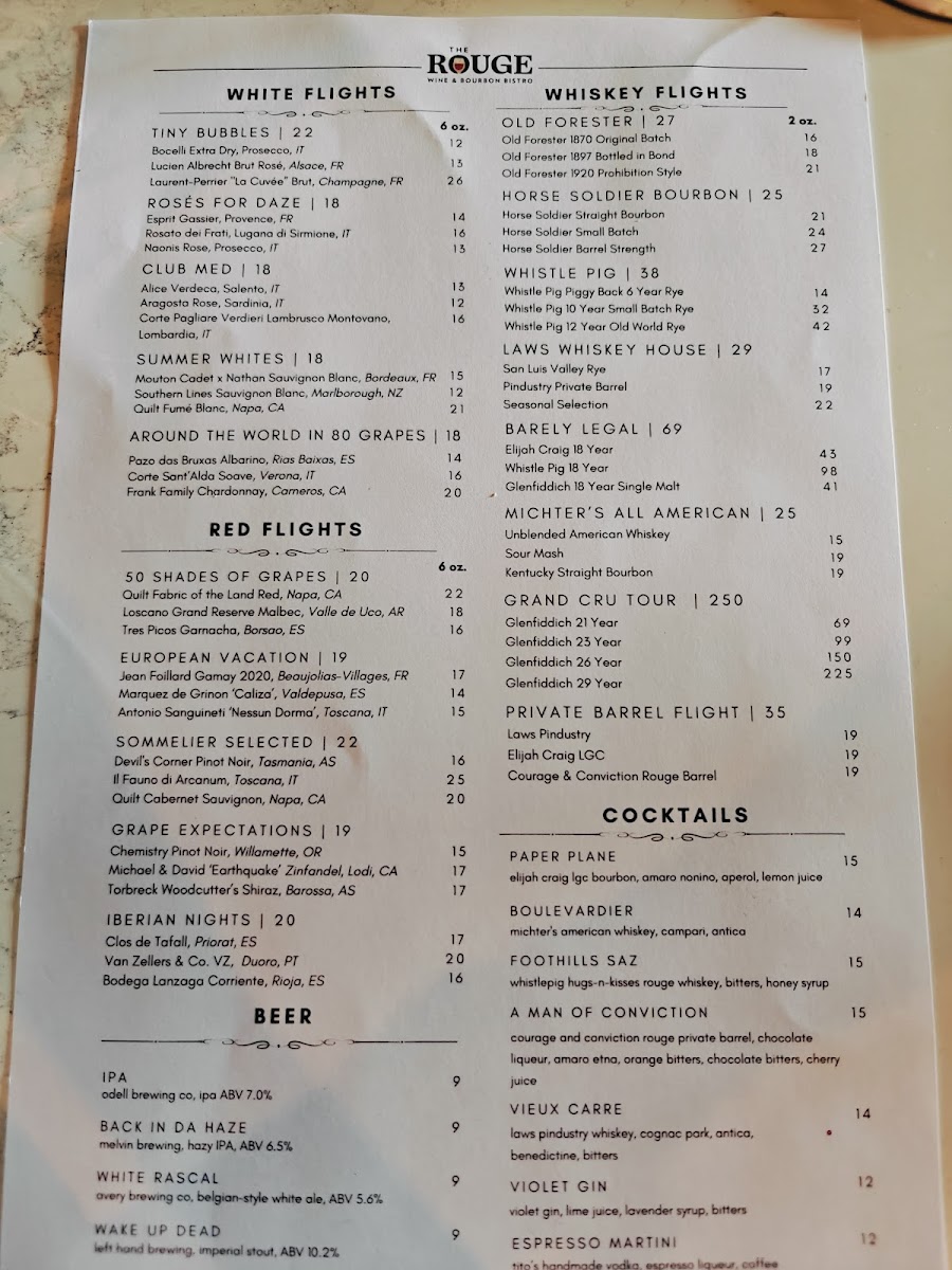 Menu The Rouge Wine & Bourbon Bistro-1