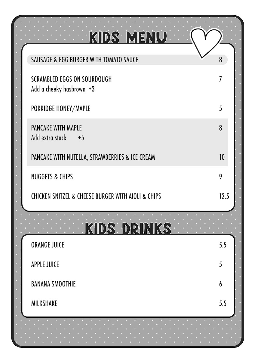Menu The Rusty Rabbit - Australian Breakfast/brunch/lunch-2